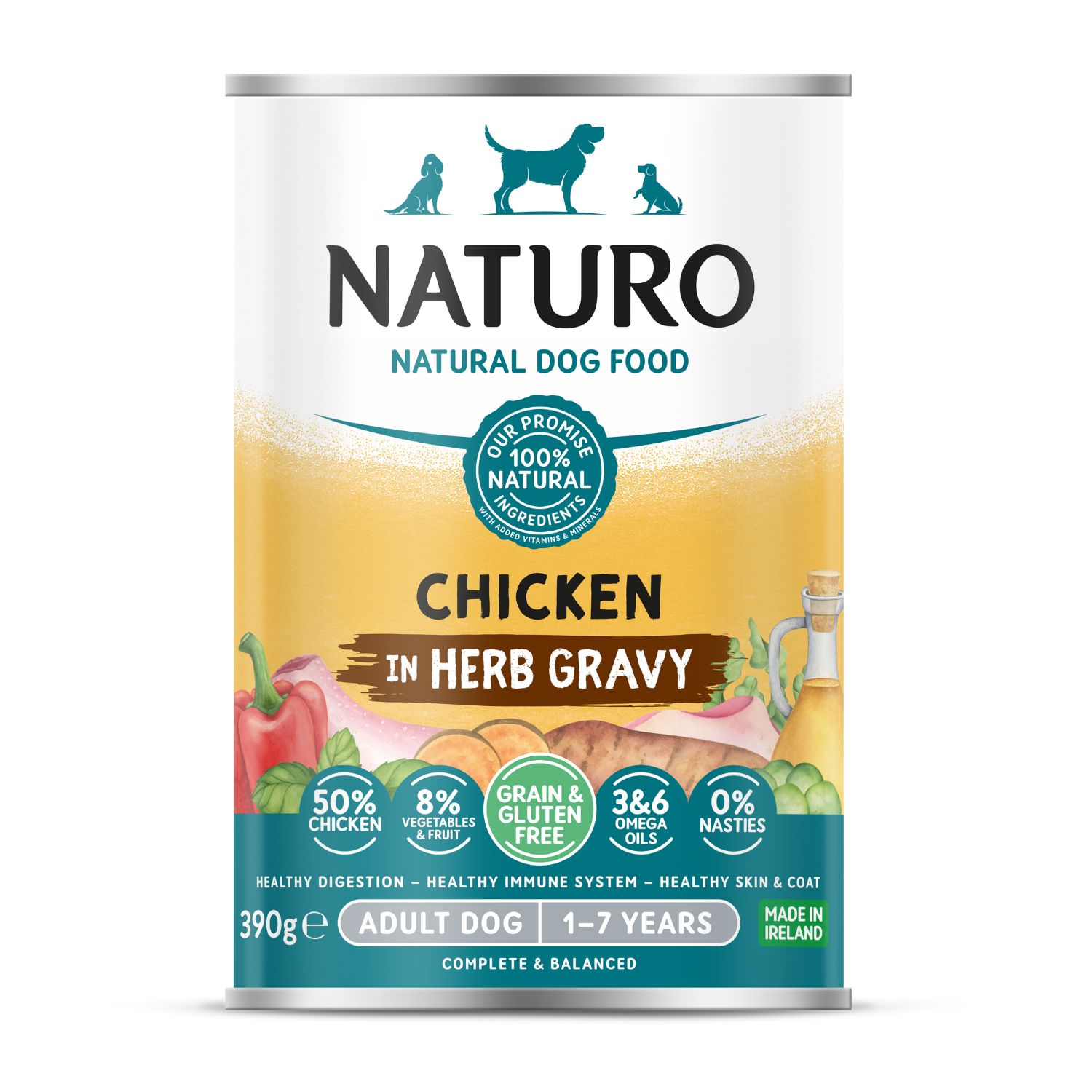 NATURO Grain Free Pollo con Verduras lata para Perros 390g