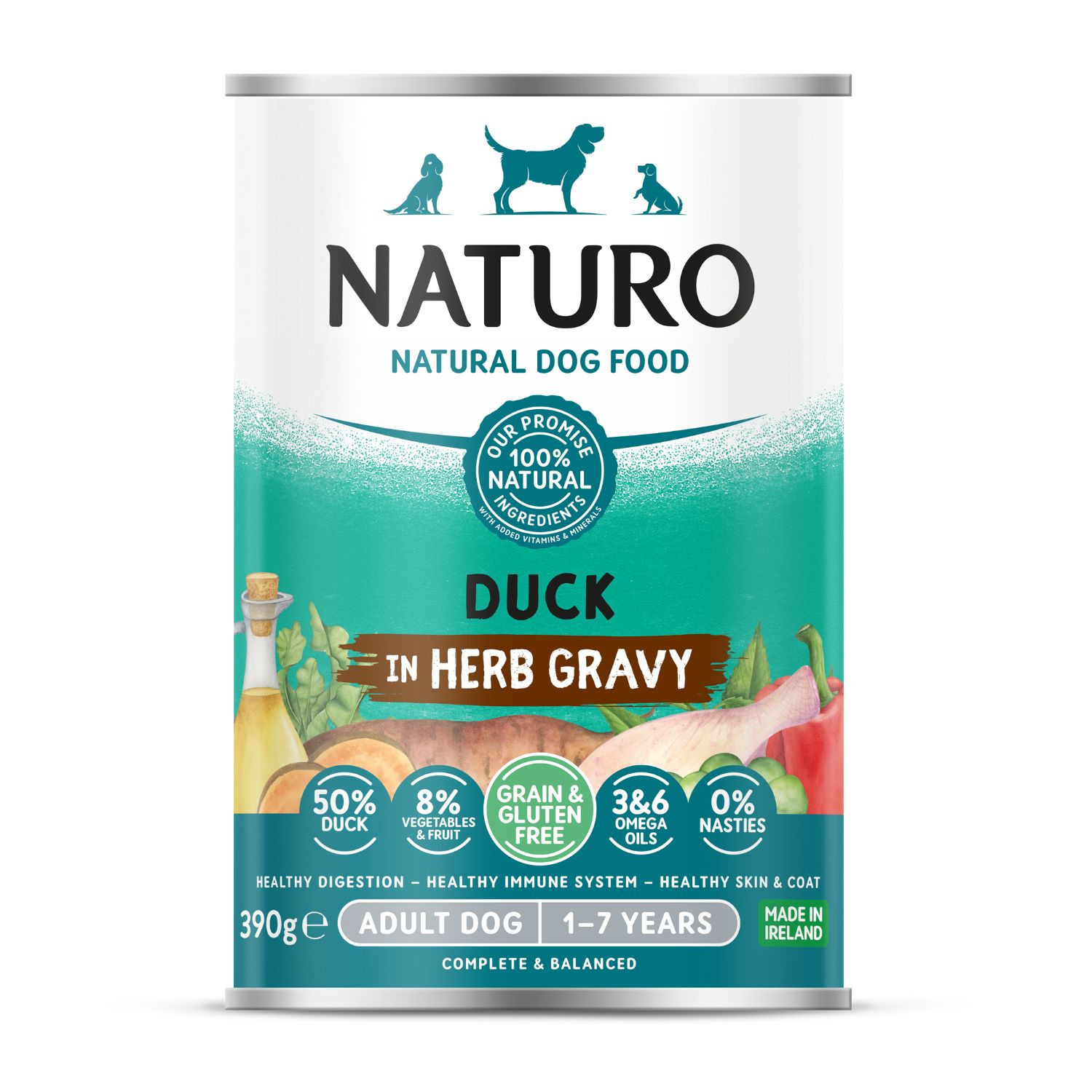 NATURO Grain Free Pato con Verduras lata para Perros 390g