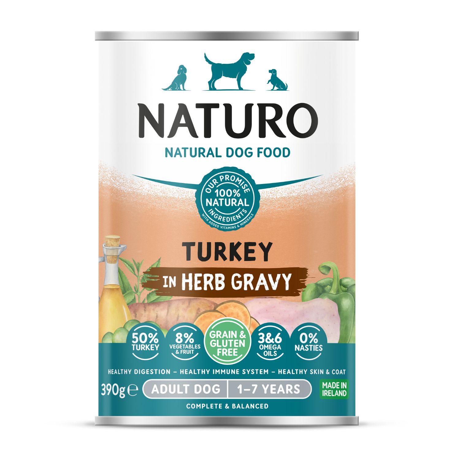 NATURO Grain Free Pavo con Verduras lata para Perros 390g