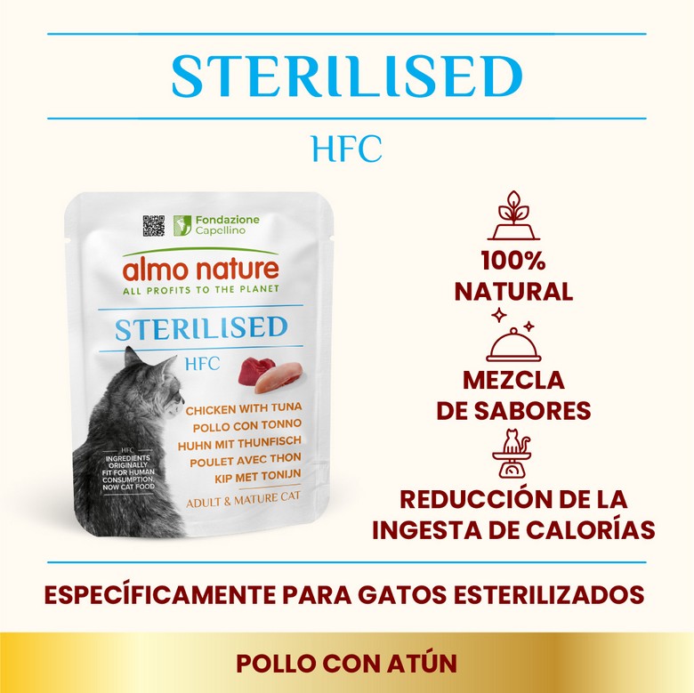 11+1 ALMO NATURE HFC CAT Sterilised con Pollo y Atún 50 g PACK AHORRO - copia