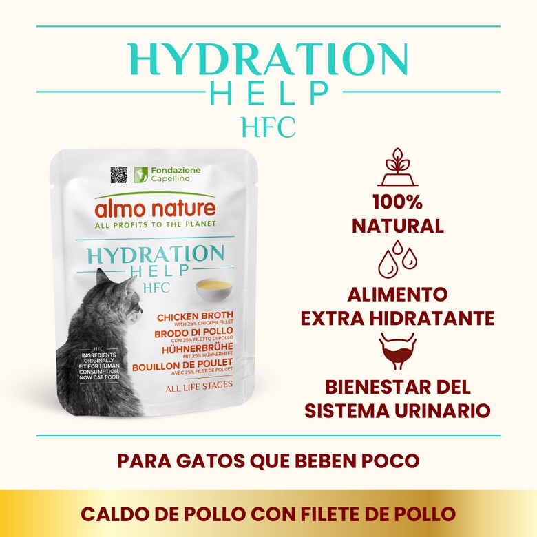 ALMO NATURE HFC CAT Hydration Help Caldo de Pollo 50 g PACK AHORRO