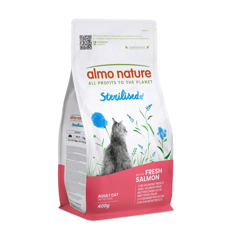 ALMO NATURE CAT Sterilised con Salmón Fresco 400 g Pienso para Gatos