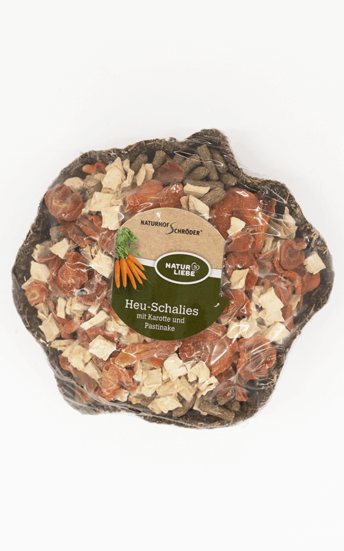 NATURHOF Cuenco de heno con zanahoria y chirivía 115g Snack para Conejos y Roedores