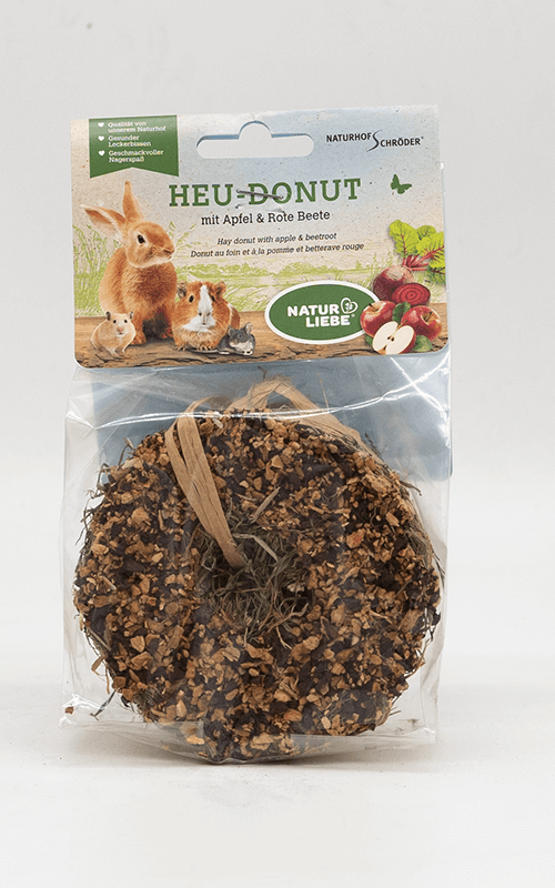 NATURHOF Donut de heno con manzana y remolacha 65g Snack para Conejos y Roedores