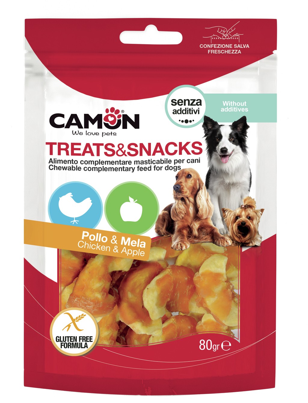 CAMON Snack para Perros de pollo y manzana 80g