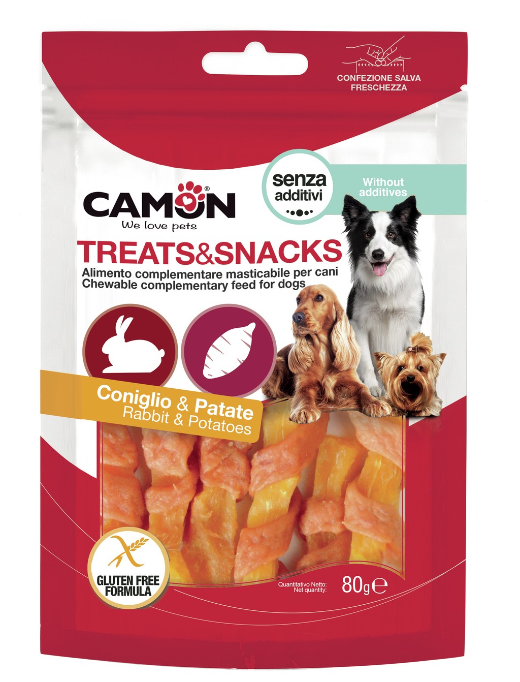 CAMON Snack para Perros de Conejo y Batata 80g 