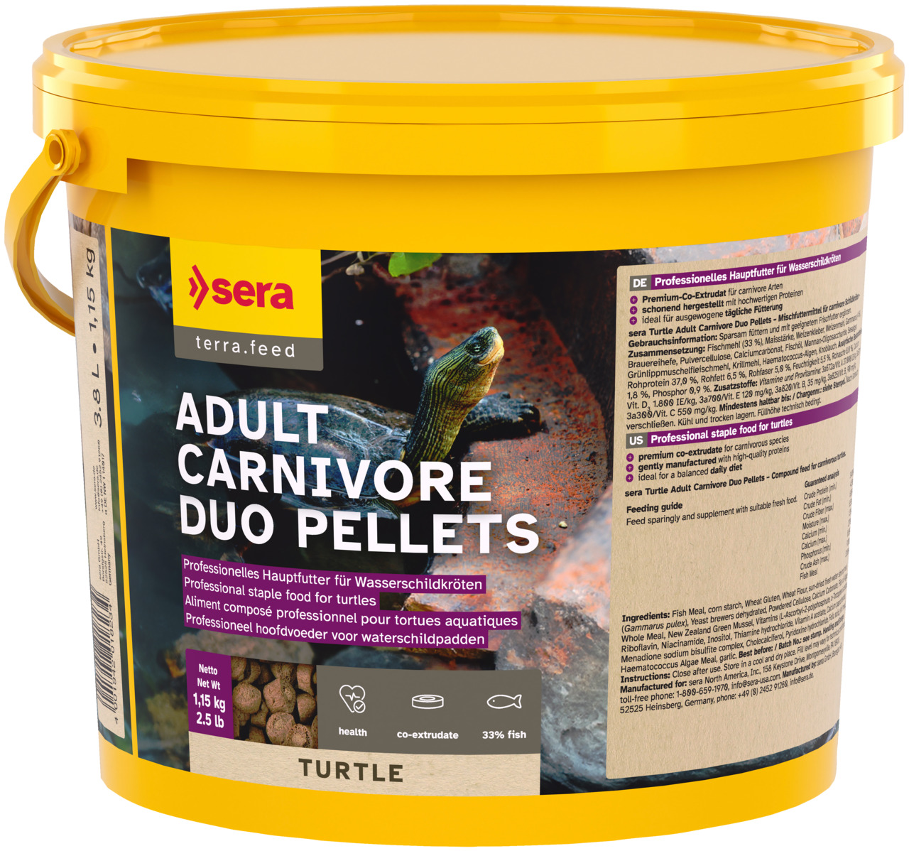 SERA Adult Carnivore Duo Pellets 10L (3,4kg) Comida para Tortugas acuáticas