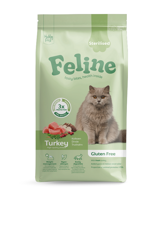 FELINE Pienso para Gatos Esterilizados 1,5 kg de Pavo