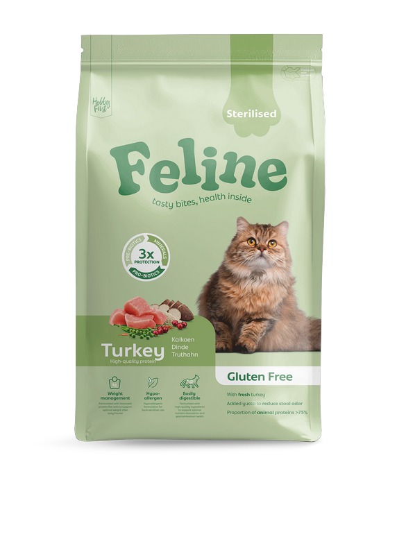 FELINE Pienso para Gatos Esterilizados 4,5 kg de Pavo 