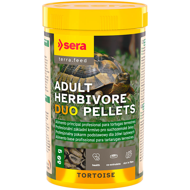 SERA Tortoise Adult Herbivor Duo Pellets 250ml (80g) Comida para Tortugas terrestres