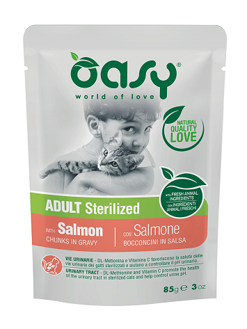 OASY Salmón en salsa para Gatos Esterilizados 85g