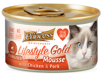 PRINCESS Lifestyle Gold Mousse Pollo y Cerdo 85g Comida húmeda para gatos