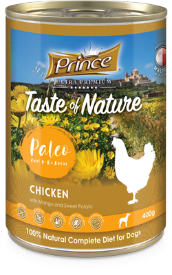 PRINCE Paleo Pollo con Mango y Batata 400g Comida húmeda para Perros