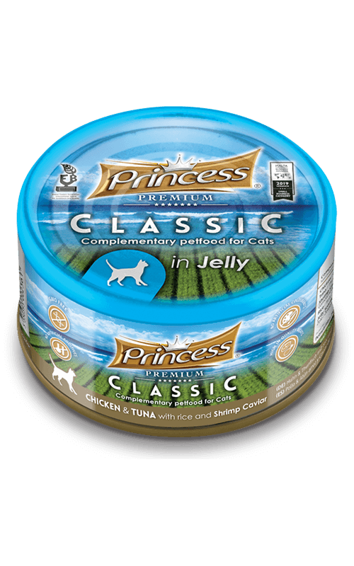 PRINCESS Classic Pollo y Atún con Arroz y Caviar de Gambas 170g Comida húmeda para gatos