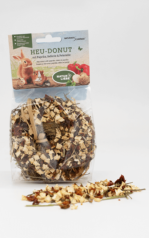 NATURHOF Donut de heno con pimiento, apio y perejil 65g Snack para Conejos